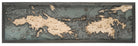 Virgin Islands, Caribbean 3D layered wood map in laser-cut Baltic birch, shown framed against a light wall